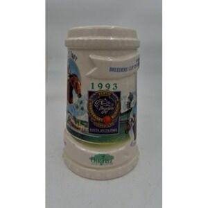 1993 Breeders Cup 10th Anniversary Santa Anita Park Ceramic Beer Stein Mug